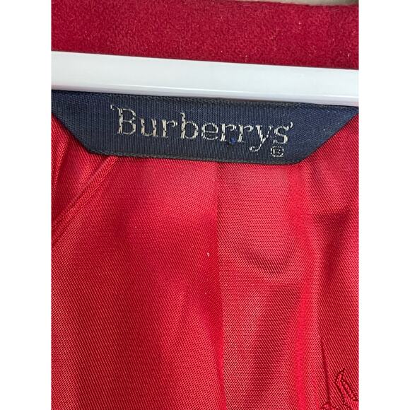 Vintage Red Burberry Long Sleeve Gold Button Detail Double Breasted Blazer - Picture 6 of 12